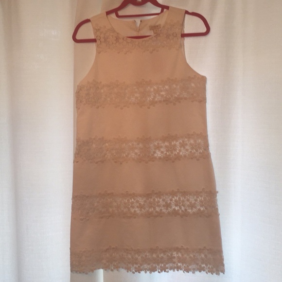 White Lace Stripe Panel Dress JCrew Factory - Picture 2 of 8